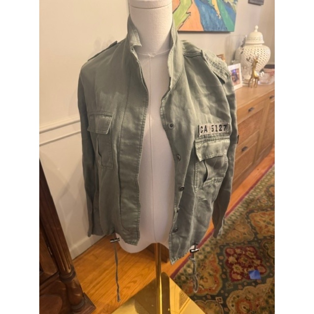 Rails Womens Collins Military Utility Jacket Sage Green Patch Detail XS
